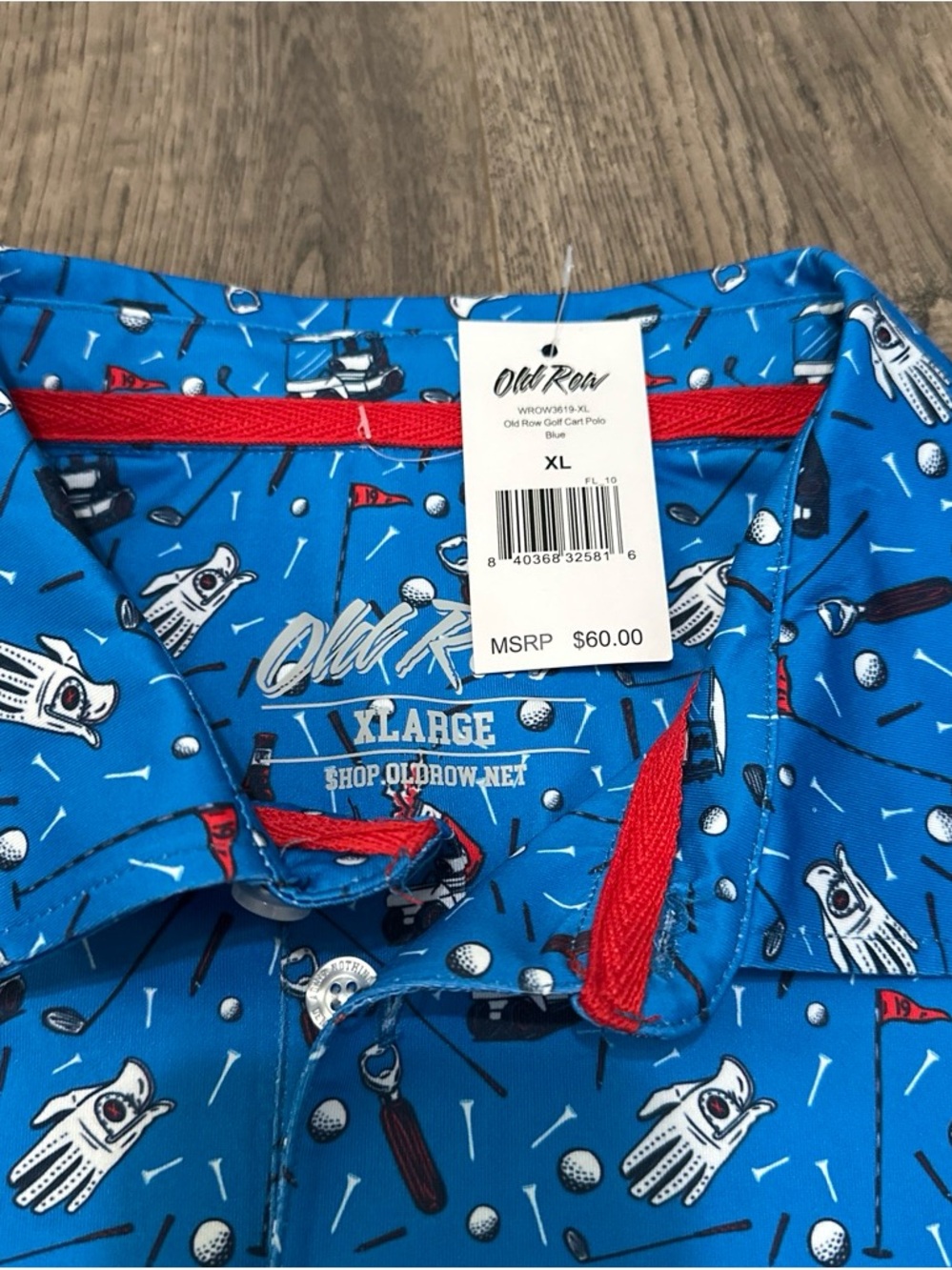 Old Row XL Blue Golf Print Men's Polo Shirt